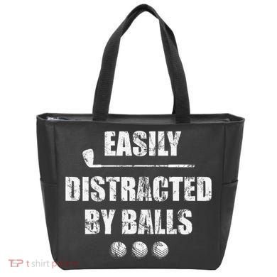Easily Distracted By Balls Funny Golf Ball Putt Tote Bag