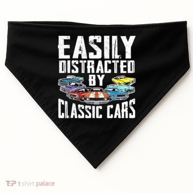 Easily Distracted By Classic Cars USA-Made Doggie Bandana