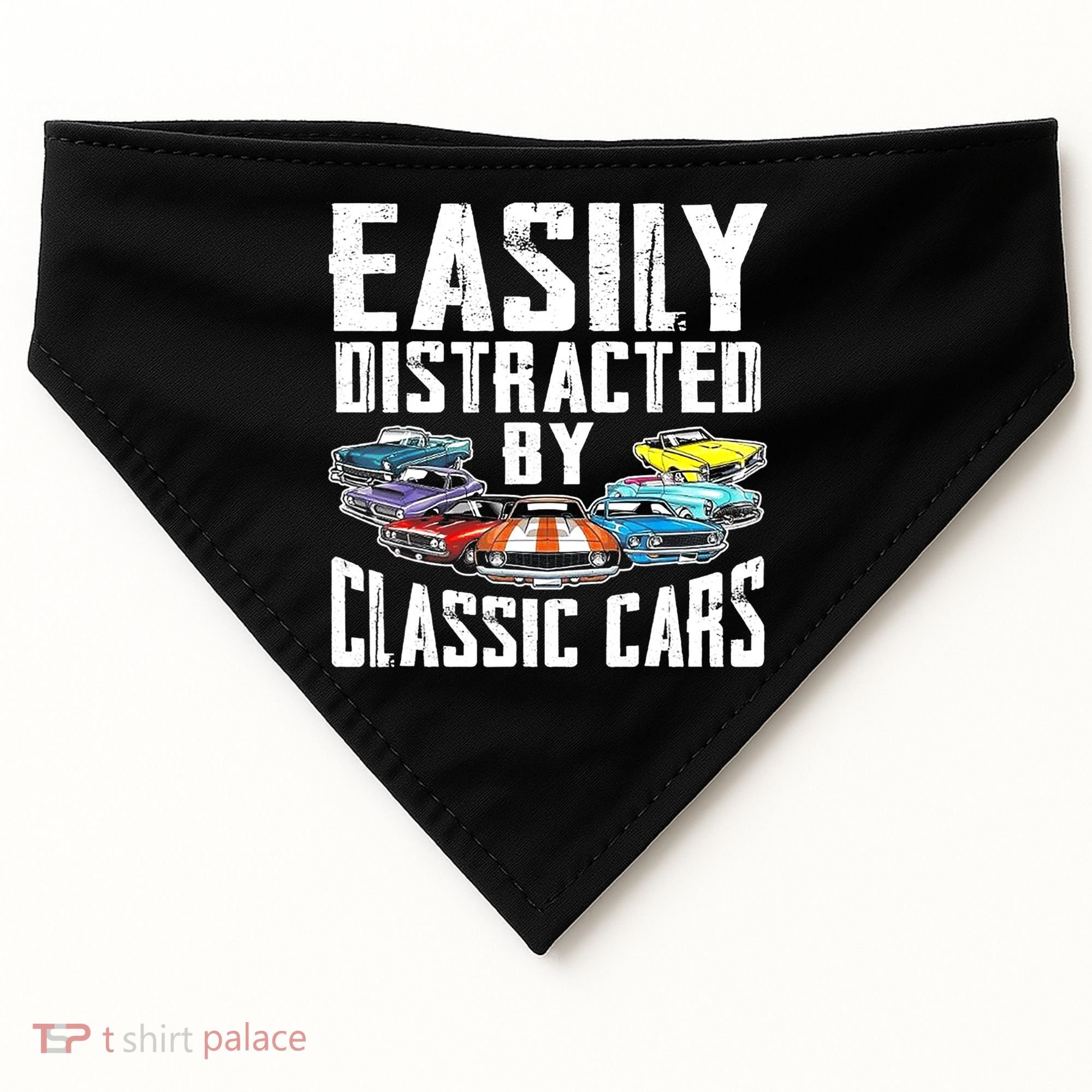 Easily Distracted By Classic Cars USA-Made Doggie Bandana