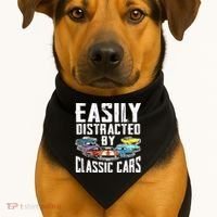 Easily Distracted By Classic Cars USA-Made Doggie Bandana thumb 1