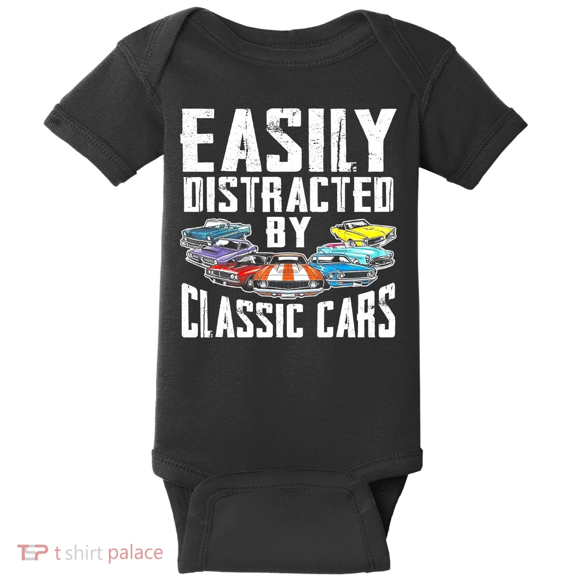 Easily Distracted By Classic Cars Baby Bodysuit