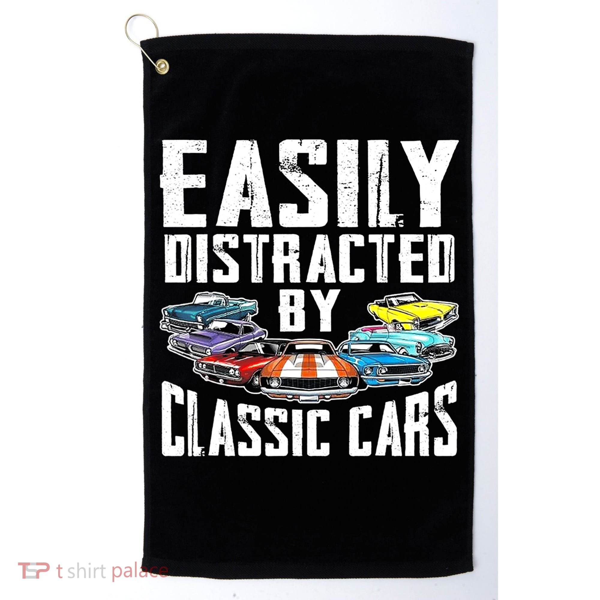 Easily Distracted By Classic Cars Golf Towel
