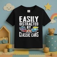 Easily Distracted By Classic Cars Toddler T-Shirt thumb 3