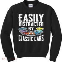 Easily Distracted By Classic Cars Kids Sweatshirt thumb 0