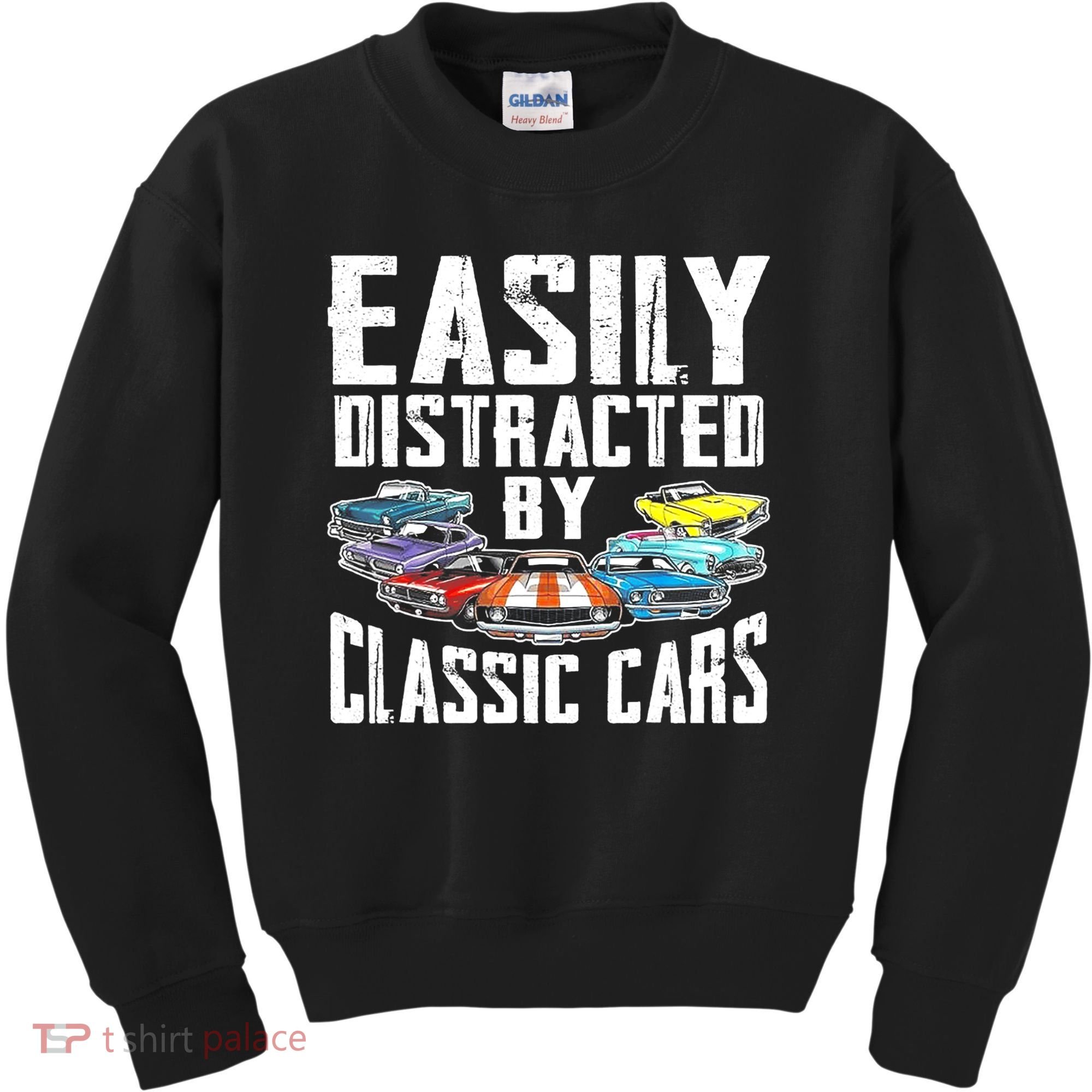 Easily Distracted By Classic Cars Kids Sweatshirt