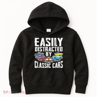 Easily Distracted By Classic Cars Kids Hoodie