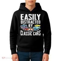 Easily Distracted By Classic Cars Kids Hoodie thumb 4
