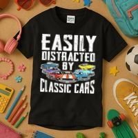 Easily Distracted By Classic Cars Kids T-Shirt thumb 3