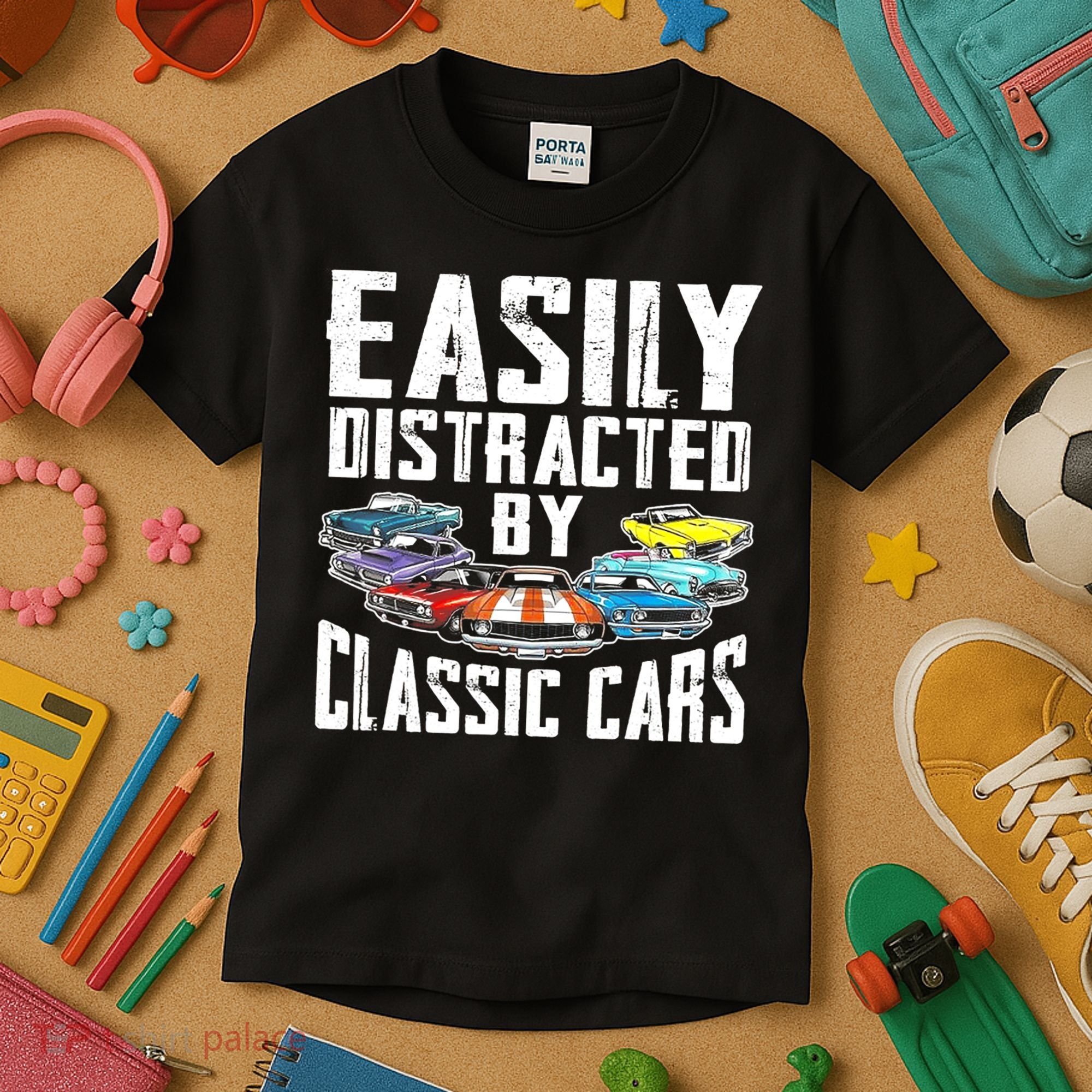 Easily Distracted By Classic Cars Kids T-Shirt