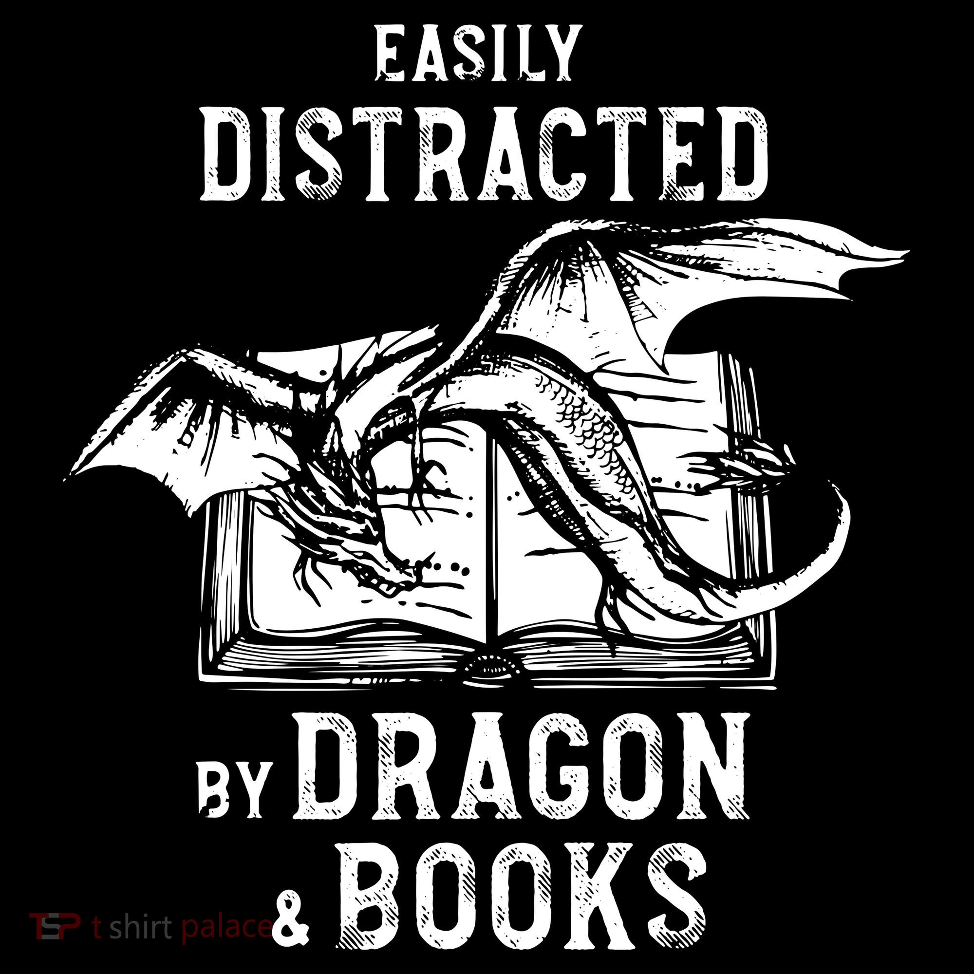 Easily Distracted By Dragon And Books Nerds USA-Made Doggie Bandana