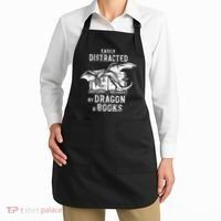 Easily Distracted By Dragon And Books Nerds Apron thumb 2