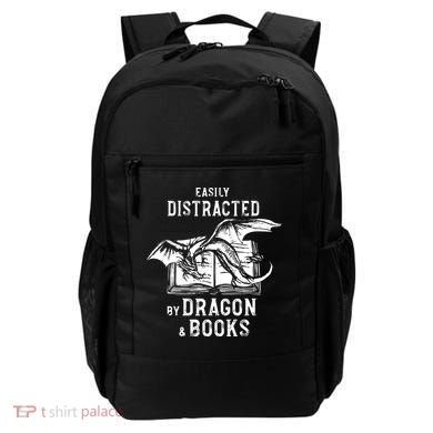 Easily Distracted By Dragon And Books Nerds Backpack