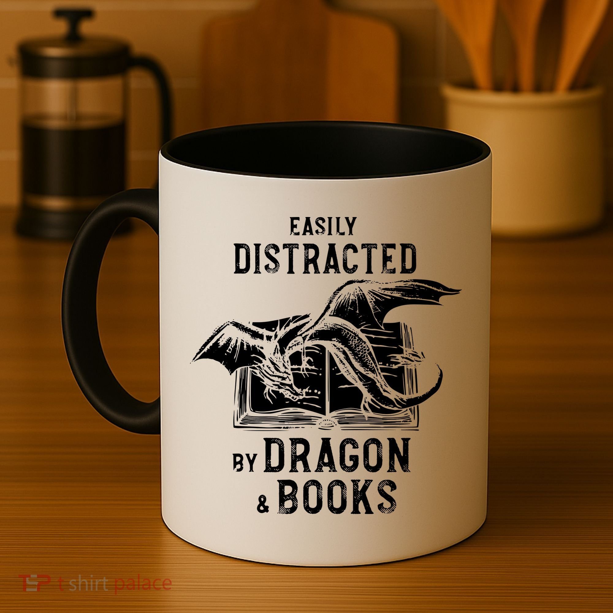 Easily Distracted By Dragon And Books Nerds Coffee Mug