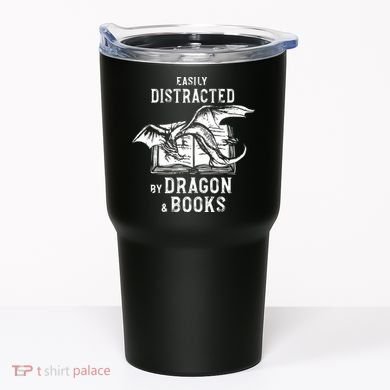 Easily Distracted By Dragon And Books Nerds Tumbler