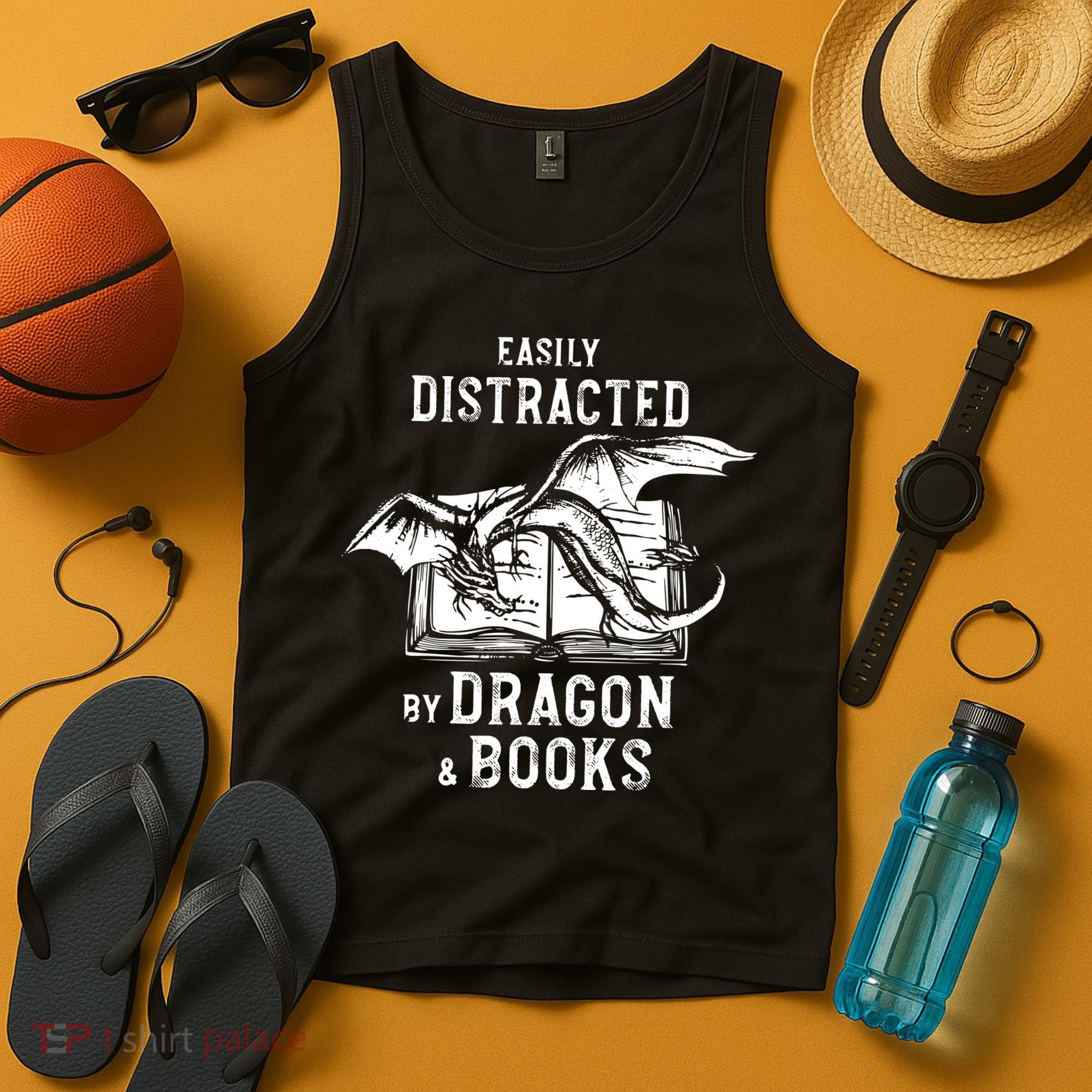 Easily Distracted By Dragon And Books Nerds Tank Top