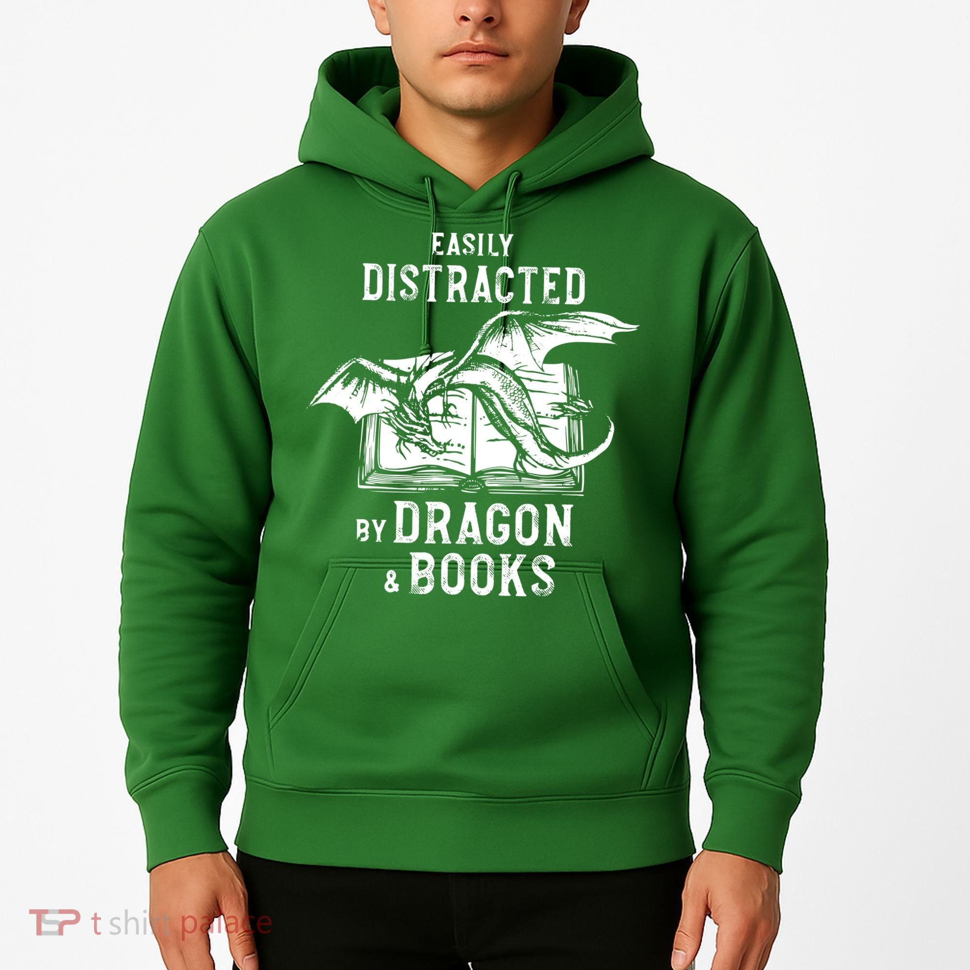 Easily Distracted By Dragon And Books Nerds Hoodie