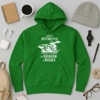 Easily Distracted By Dragon And Books Nerds Hoodie thumb 3