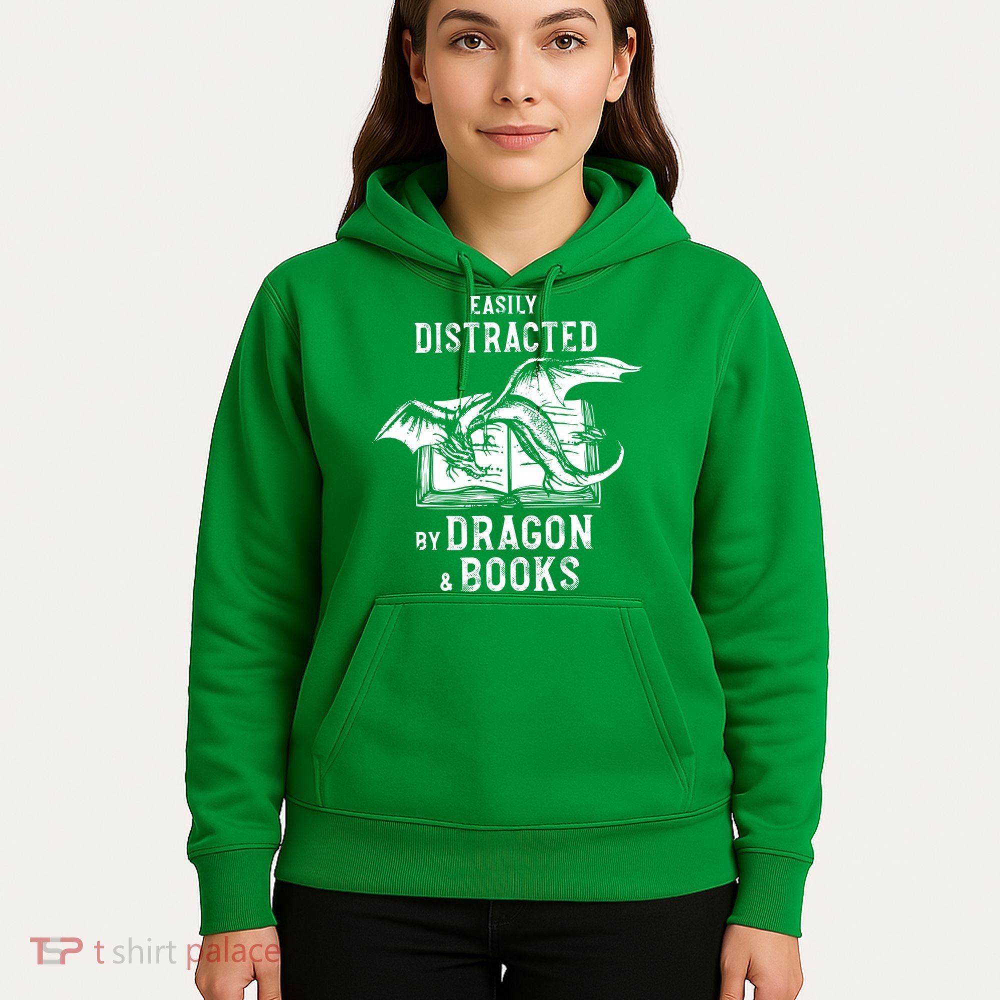 Easily Distracted By Dragon And Books Nerds Hoodie