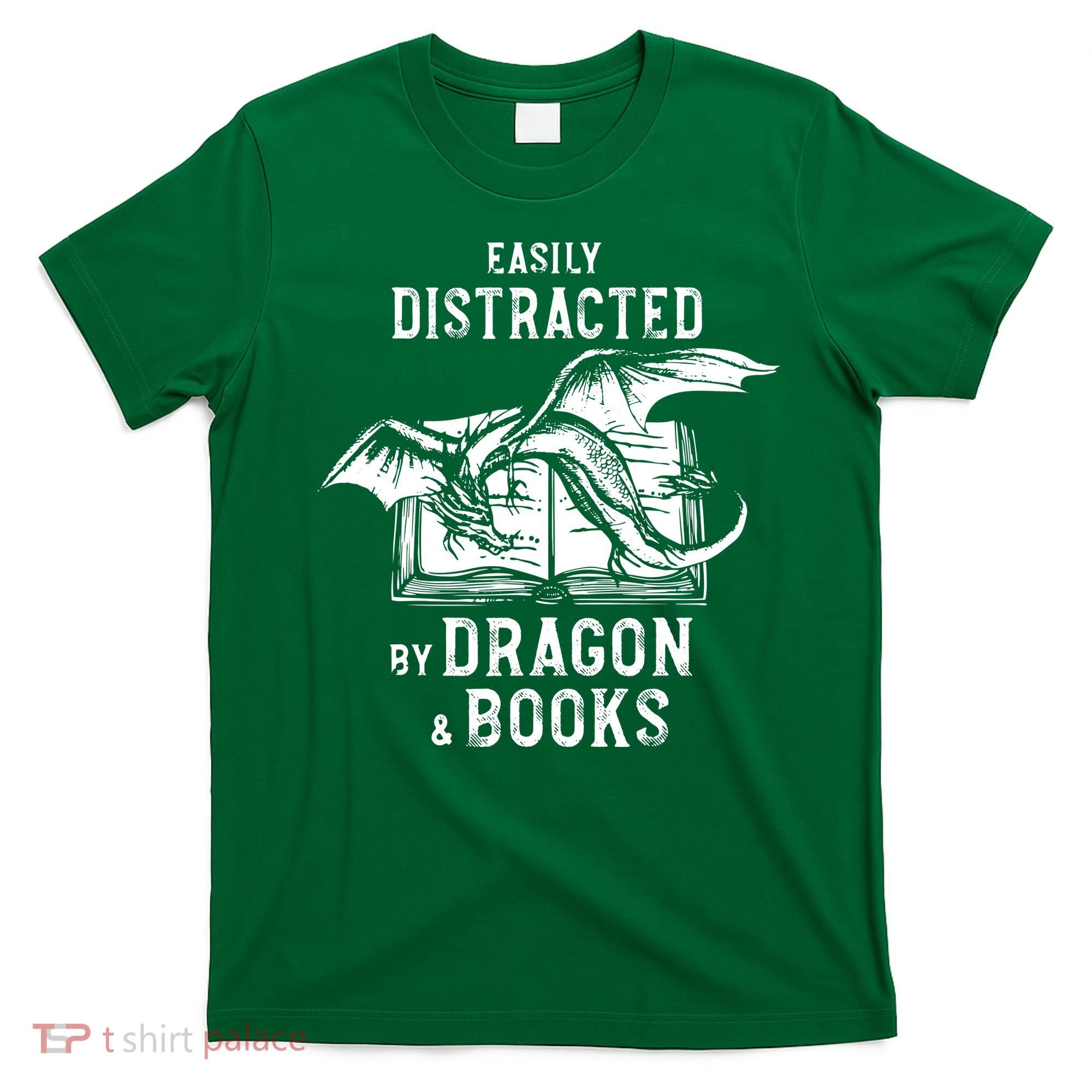 Easily Distracted By Dragon And Books Nerds T-Shirt