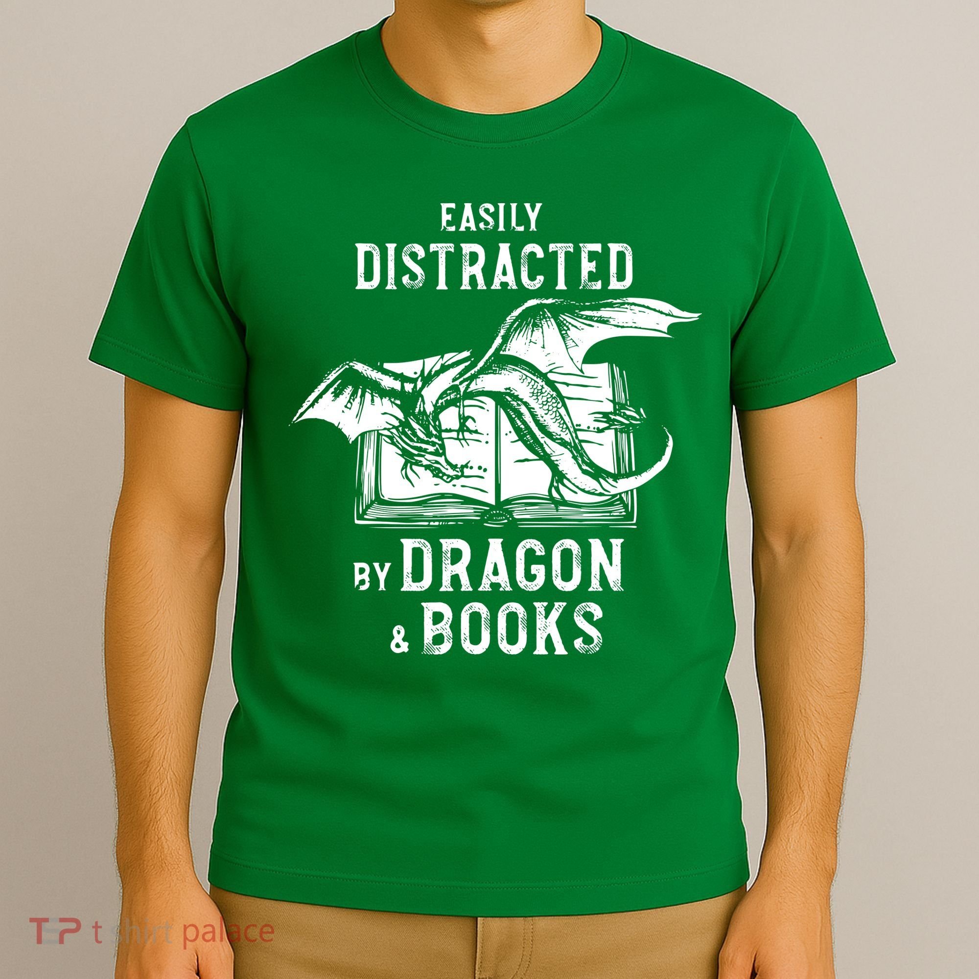 Easily Distracted By Dragon And Books Nerds T-Shirt