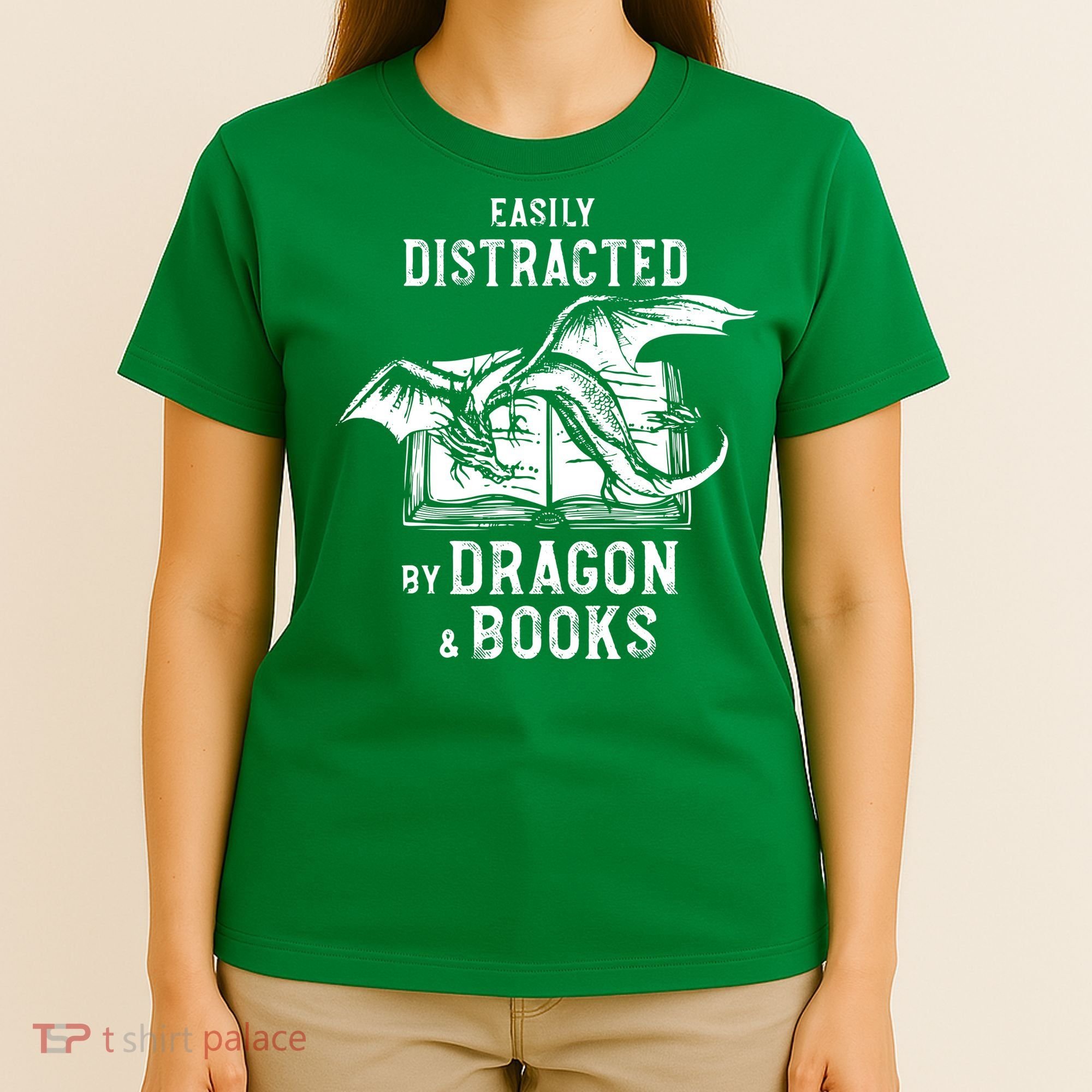 Easily Distracted By Dragon And Books Nerds T-Shirt