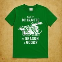 Easily Distracted By Dragon And Books Nerds T-Shirt thumb 5