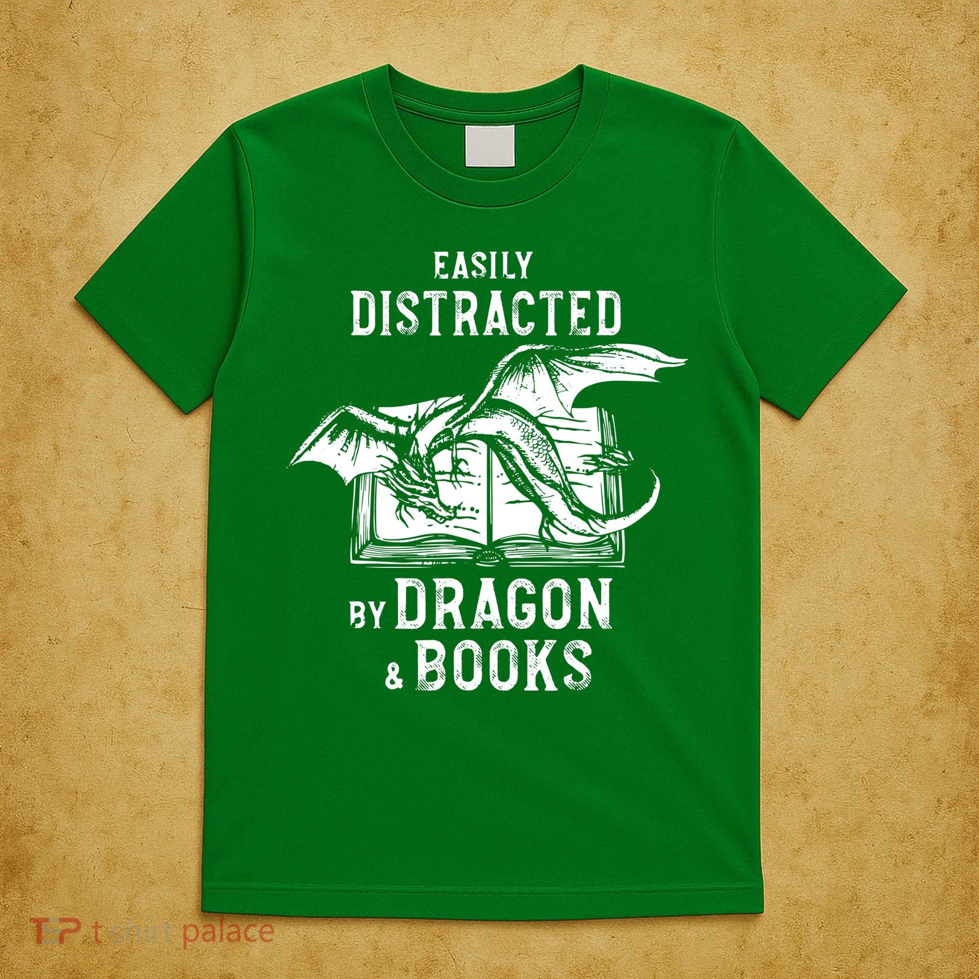 Easily Distracted By Dragon And Books Nerds T-Shirt