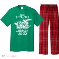Easily Distracted By Dragon And Books Nerds Pajama Set thumb 0