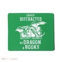 Easily Distracted By Dragon And Books Nerds Mousepad thumb 0