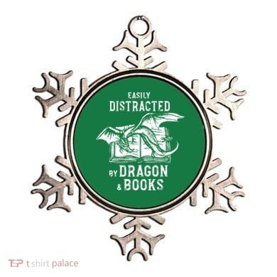 Easily Distracted By Dragon And Books Nerds Ornament