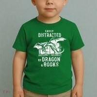 Easily Distracted By Dragon And Books Nerds Toddler T-Shirt thumb 2