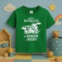 Easily Distracted By Dragon And Books Nerds Toddler T-Shirt thumb 3