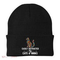 Easily Distracted By Cats and Books Librarians Bibliophiles Beanie thumb 0