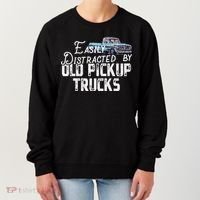 Easily Distracted By Old Pickup Trucks Cute Trucker Women's Sweatshirt thumb 0