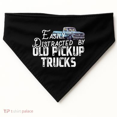 Easily Distracted By Old Pickup Trucks Cute Trucker USA-Made Doggie Bandana