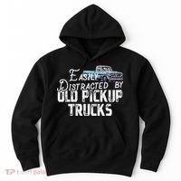 Easily Distracted By Old Pickup Trucks Cute Trucker Hoodie thumb 0