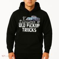 Easily Distracted By Old Pickup Trucks Cute Trucker Hoodie thumb 2