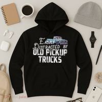 Easily Distracted By Old Pickup Trucks Cute Trucker Hoodie thumb 3