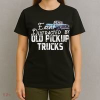 Easily Distracted By Old Pickup Trucks Cute Trucker T-Shirt thumb 4