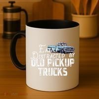 Easily Distracted By Old Pickup Trucks Cute Trucker Coffee Mug thumb 4