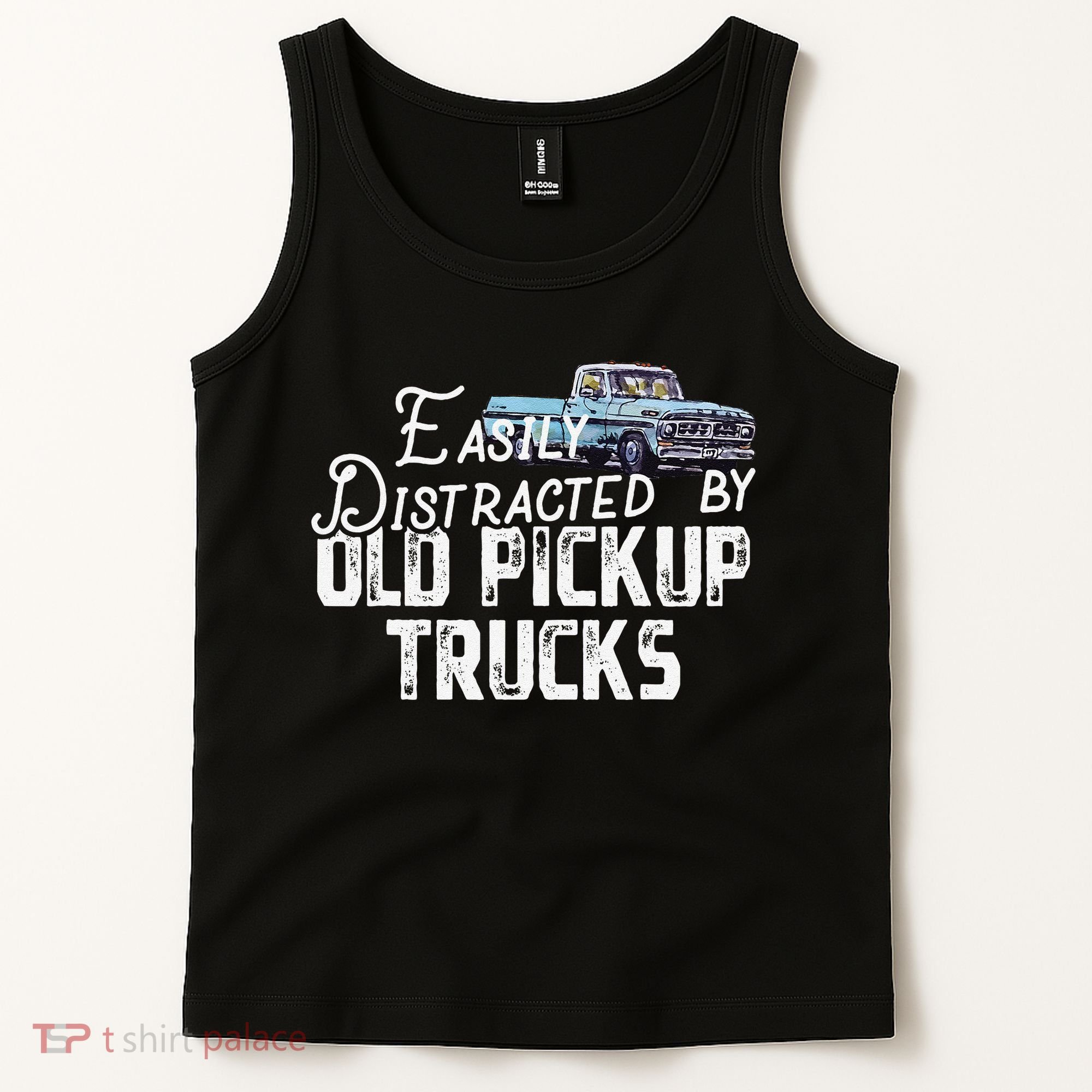 Easily Distracted By Old Pickup Trucks Cute Trucker Tank Top