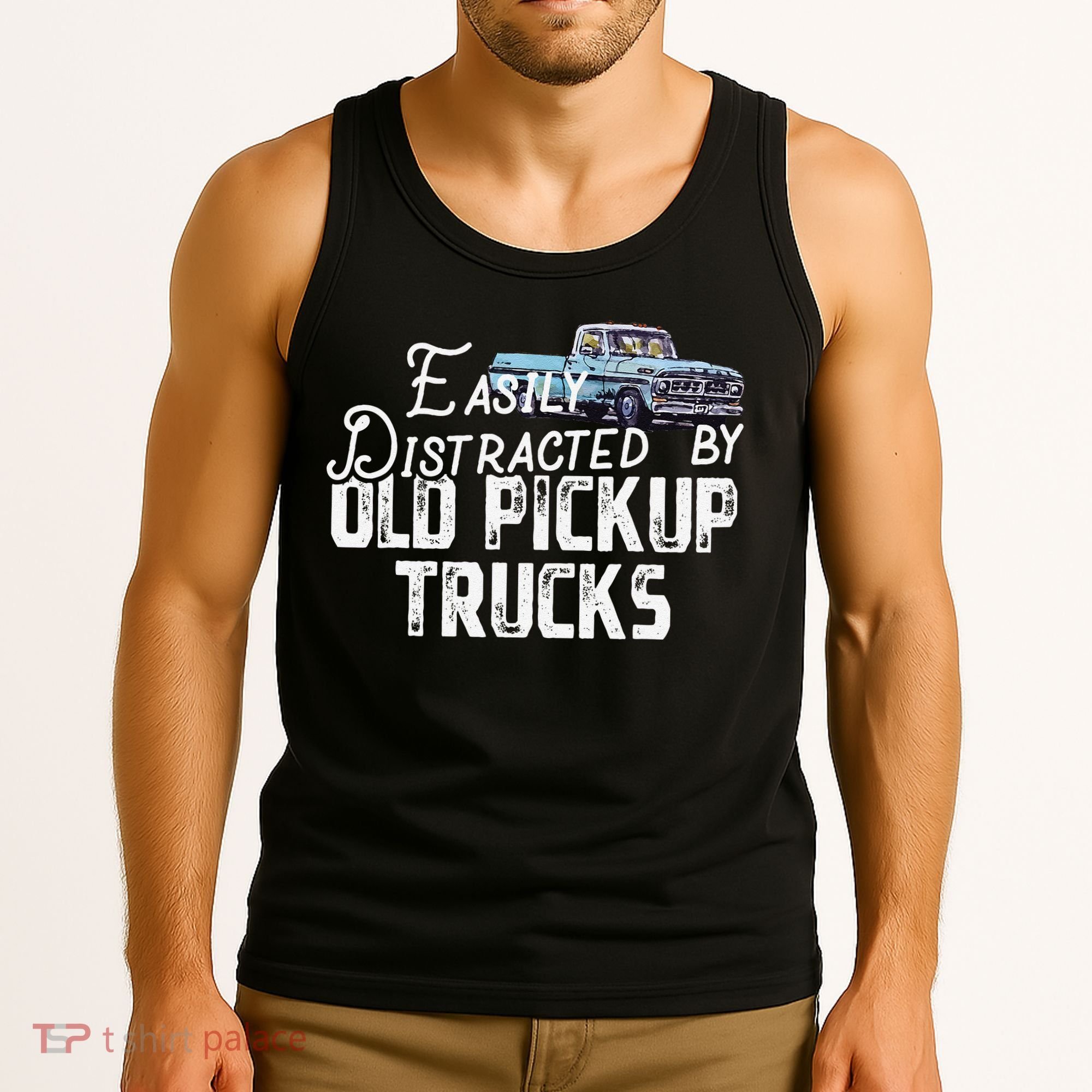 Easily Distracted By Old Pickup Trucks Cute Trucker Tank Top