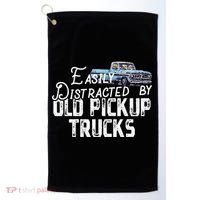 Easily Distracted By Old Pickup Trucks Cute Trucker Golf Towel thumb 0