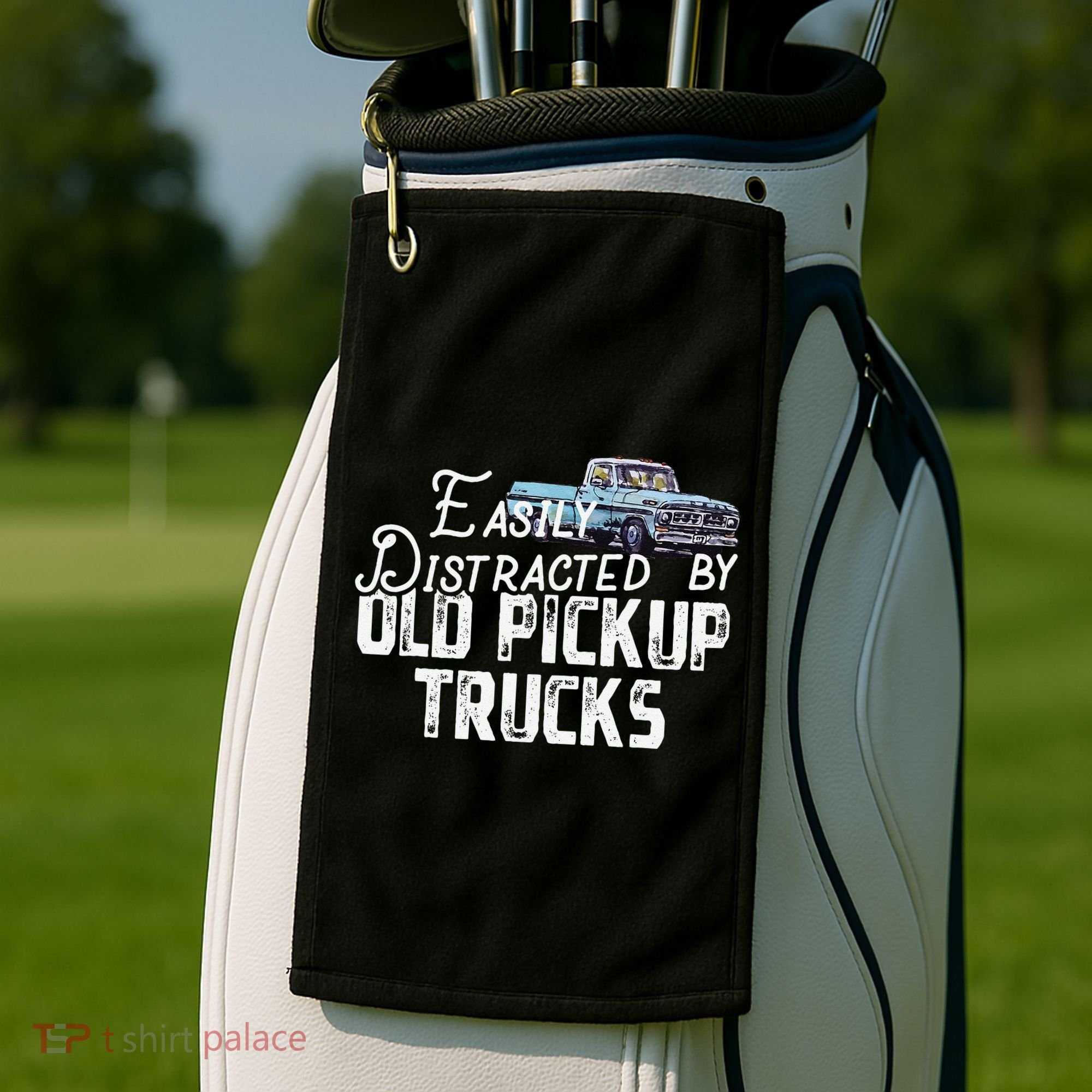 Easily Distracted By Old Pickup Trucks Cute Trucker Golf Towel