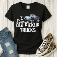 Easily Distracted By Old Pickup Trucks Cute Trucker Women's T-Shirt thumb 3