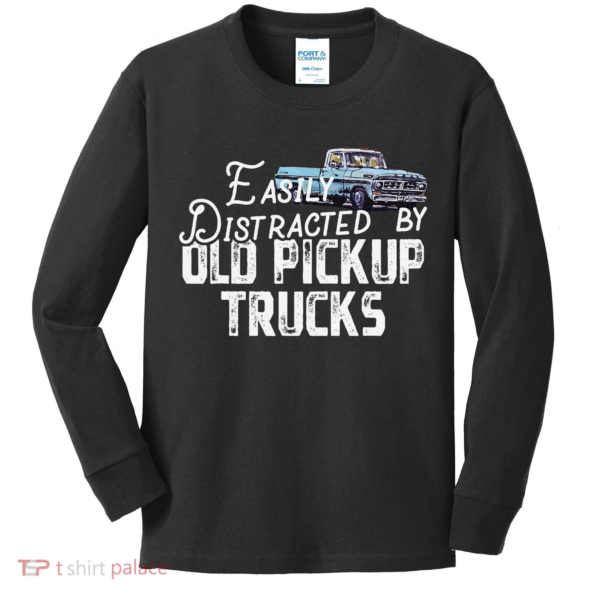 Easily Distracted By Old Pickup Trucks Cute Trucker Kids Long Sleeve Shirt