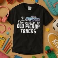 Easily Distracted By Old Pickup Trucks Cute Trucker Kids T-Shirt thumb 3