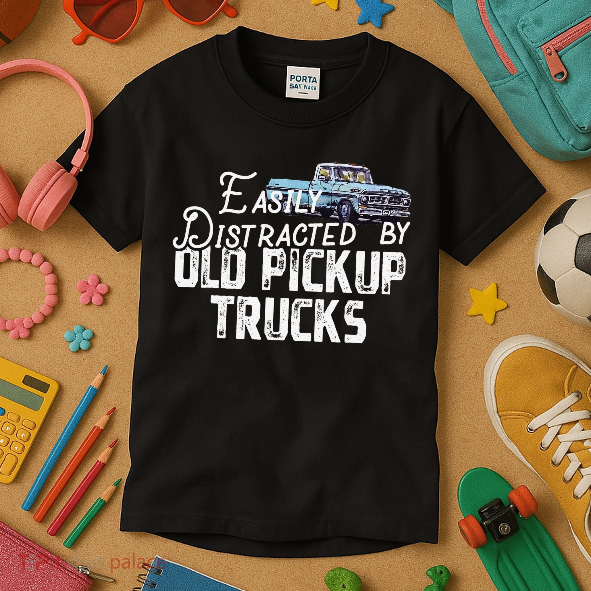 Easily Distracted By Old Pickup Trucks Cute Trucker Kids T-Shirt