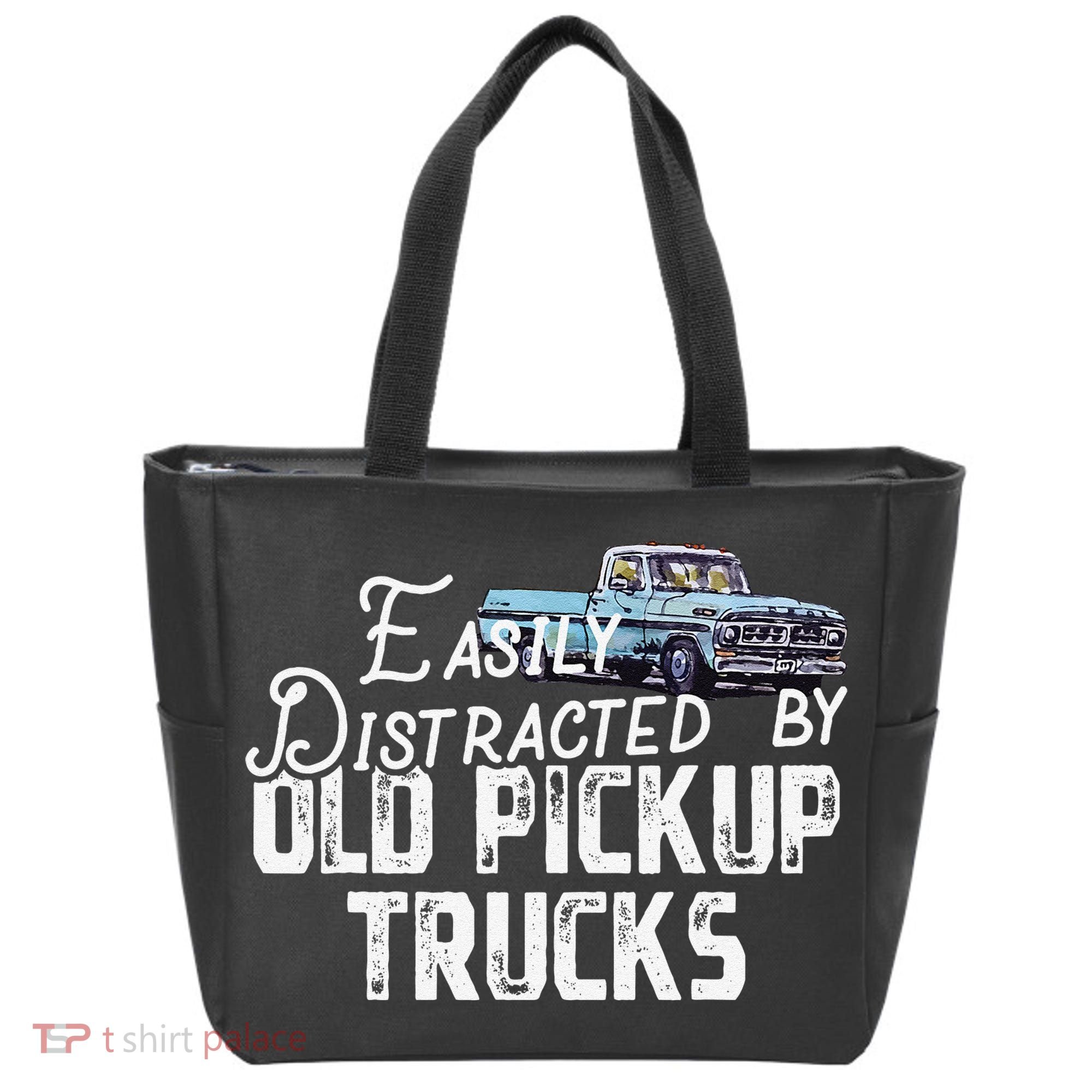 Easily Distracted By Old Pickup Trucks Cute Trucker Tote Bag