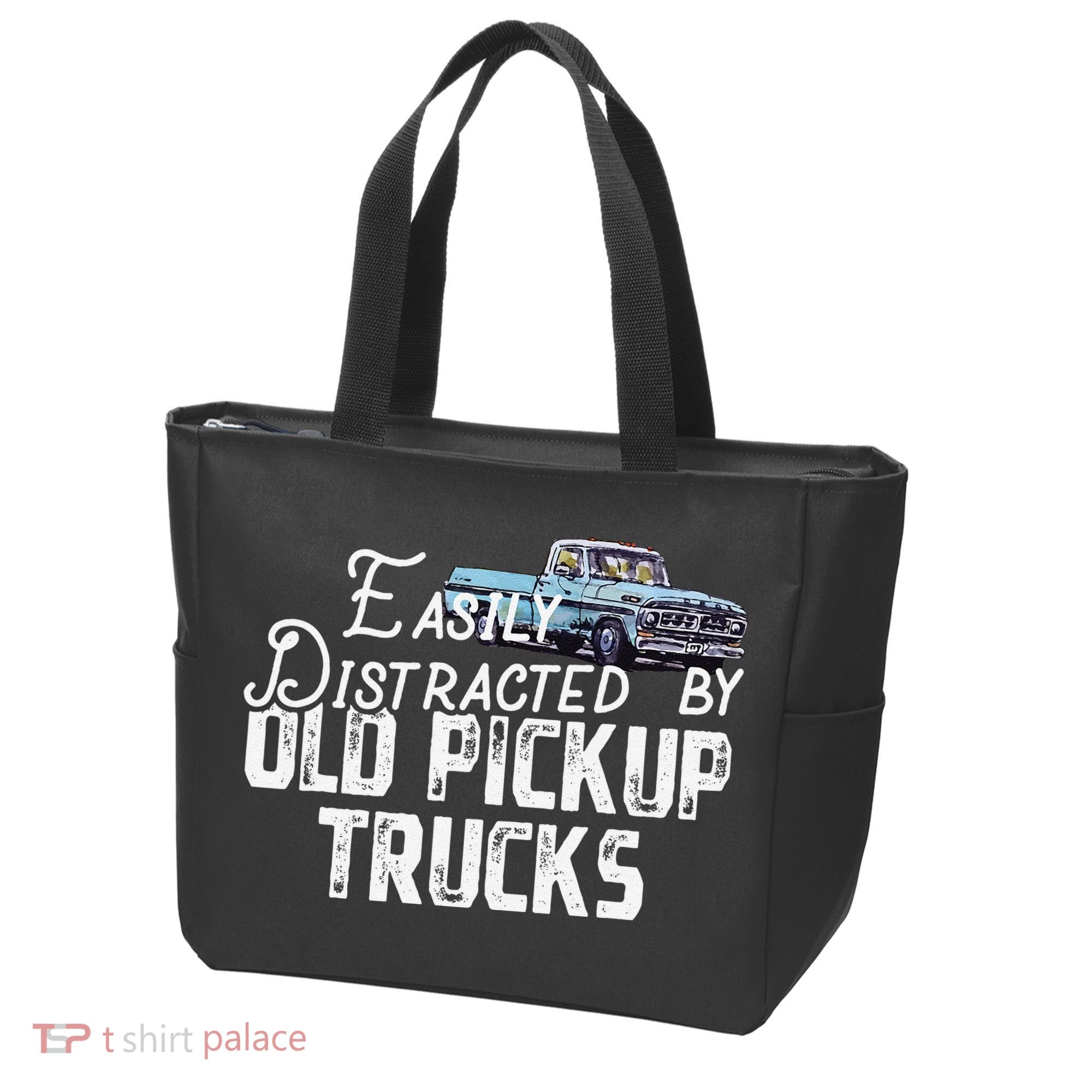 Easily Distracted By Old Pickup Trucks Cute Trucker Tote Bag